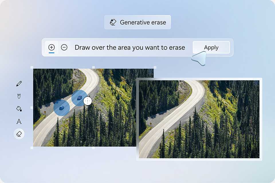 Copilot AI photo edit tool in use to enhance an image.