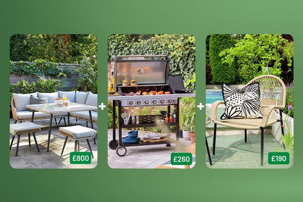 Spend & save on selected garden furniture using code GARDEN. Spend £300 save £50. Spend £600 save £120. Spend £1000 save £250.