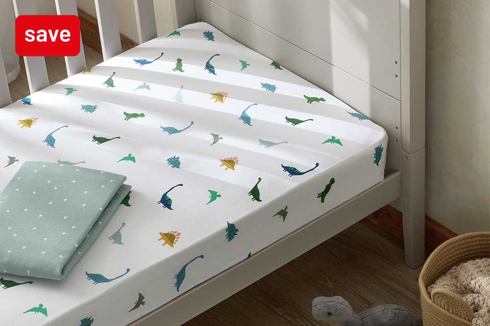 Save up to 1/3 on selected nursery bedding. Includes fitted sheets, duvets and mattress protectors.
