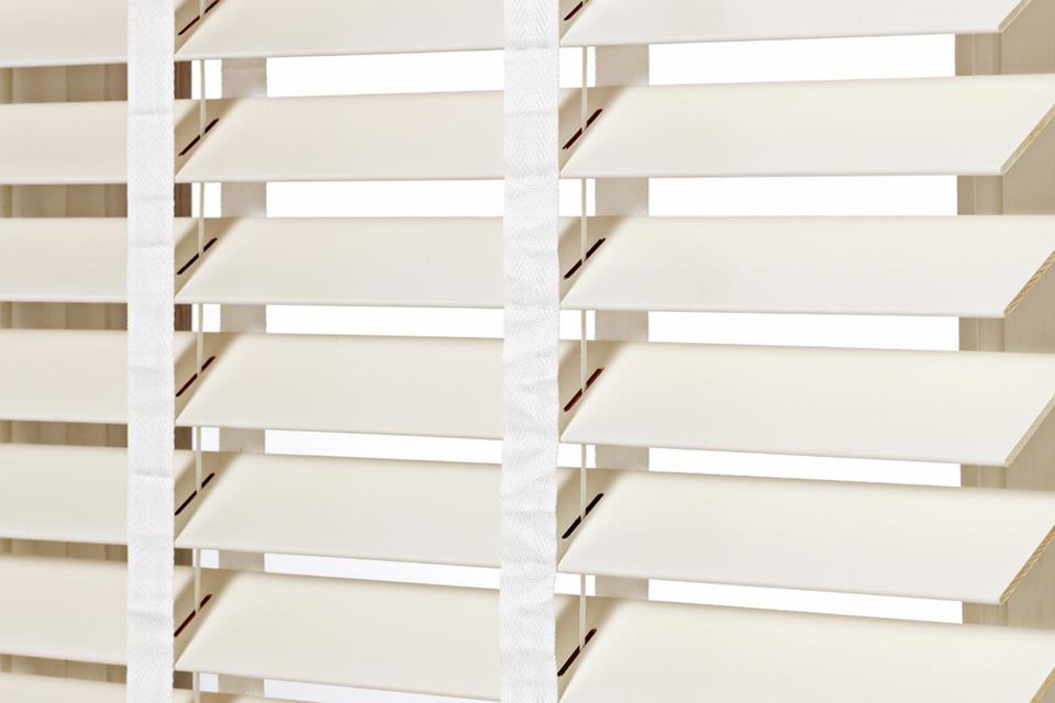 White venetian blinds.
