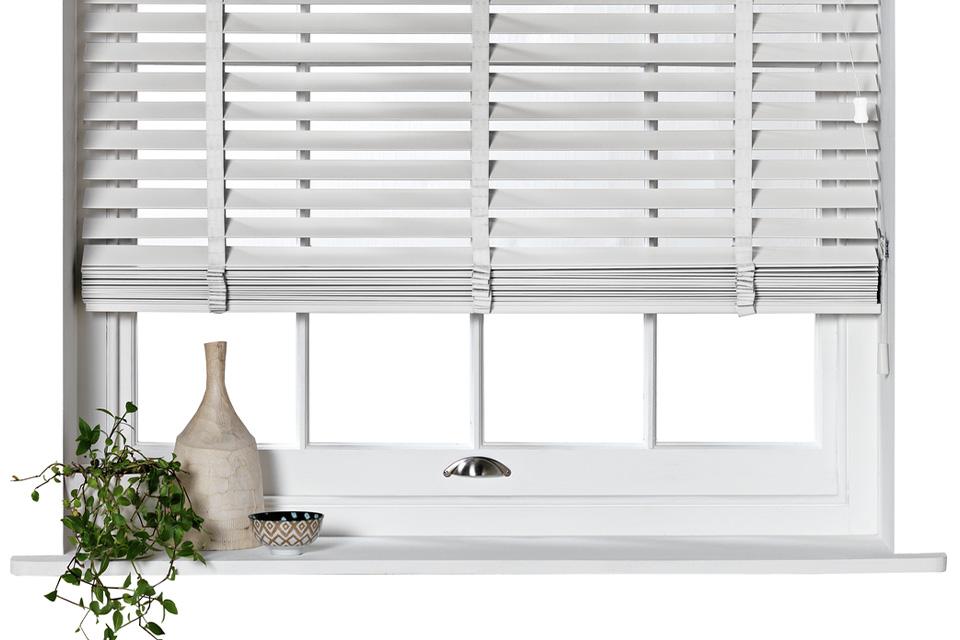 White venetian blinds.