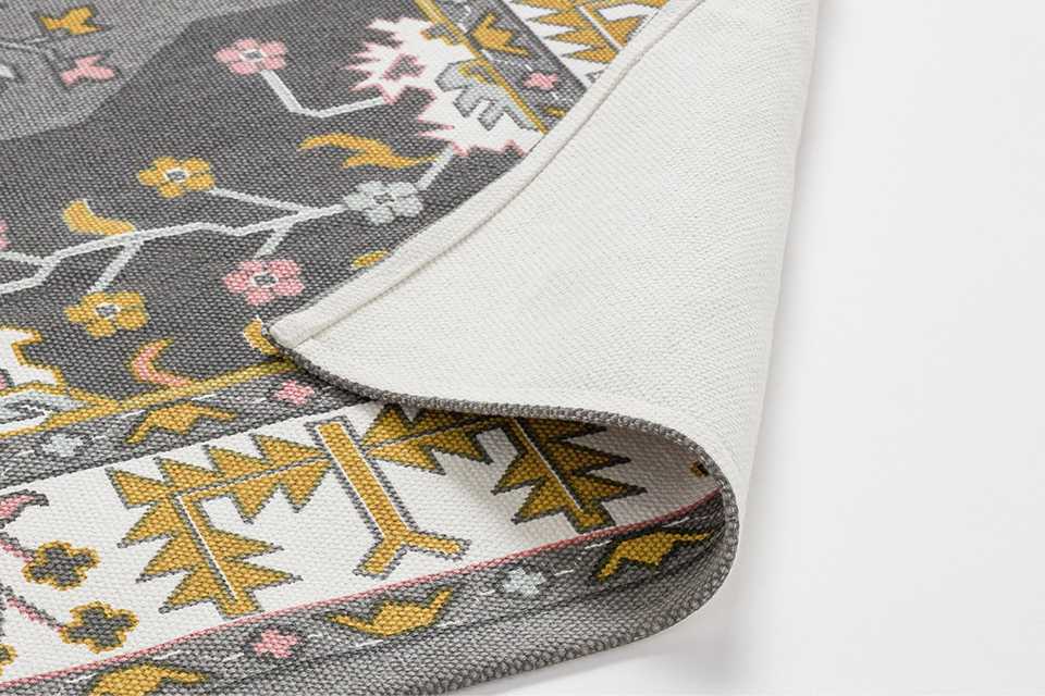 Close up corner shot of a rug.