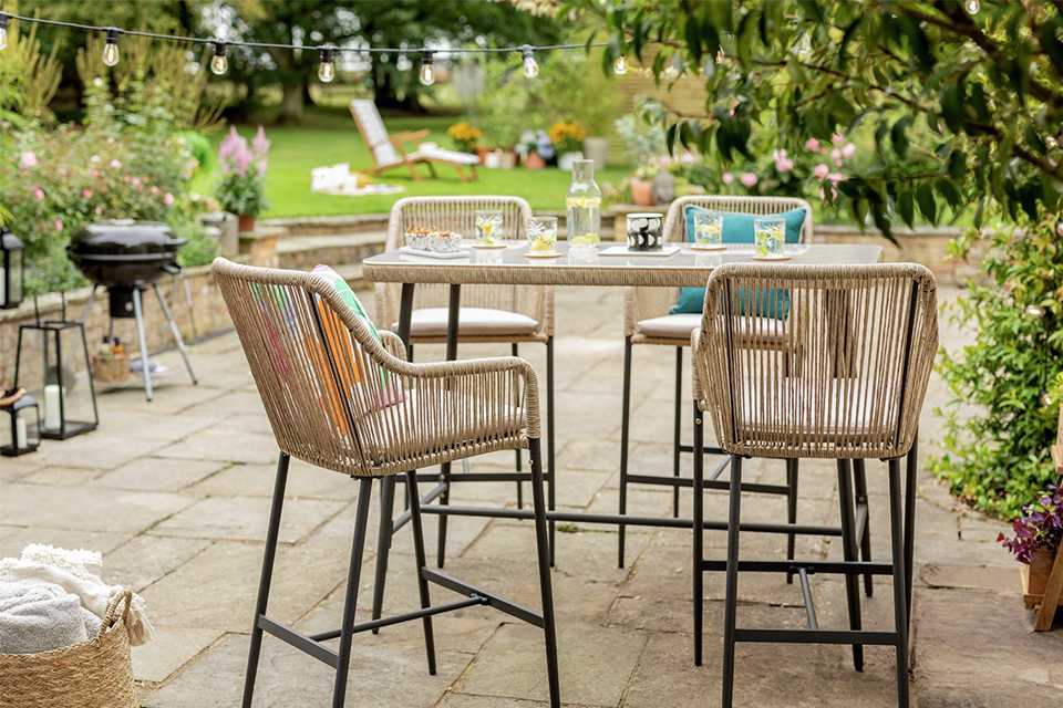 Habitat Malta 4 Seater Rattan Effect Garden Bar Set - Natural.