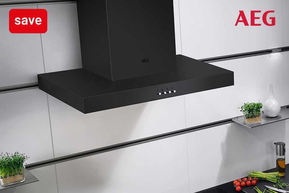 Save £75 on selected AEG hoods when bought with selected hobs.