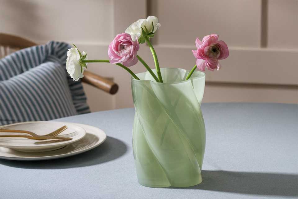 Habitat Twisted Glass Vase - Green.