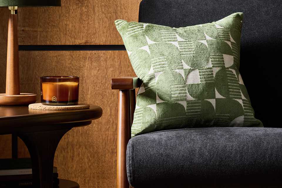 Habitat Jacquard Cushion - Green - 43x43cm.