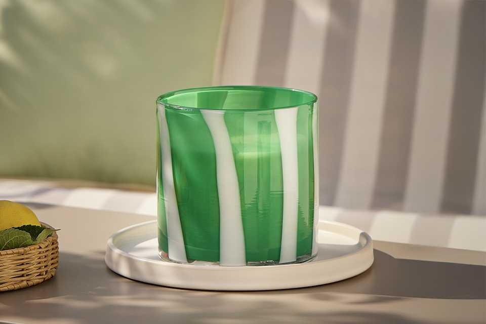 Habitat Citronella Striped Effect Multiwick Candle - Large.