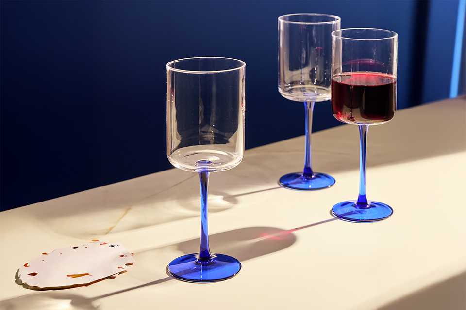Habitat Blue Stem Set of 4 Wine Glasses.