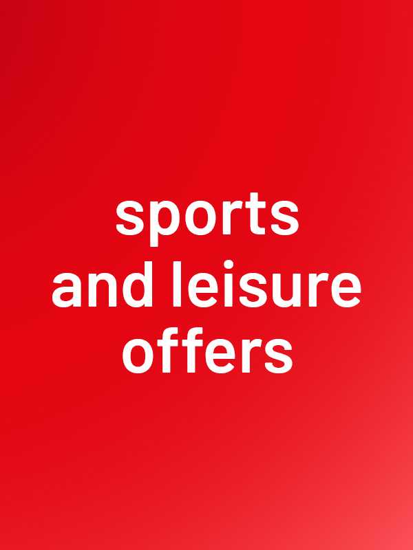 Sports and leisure offers. Great savings on sports and leisure.
