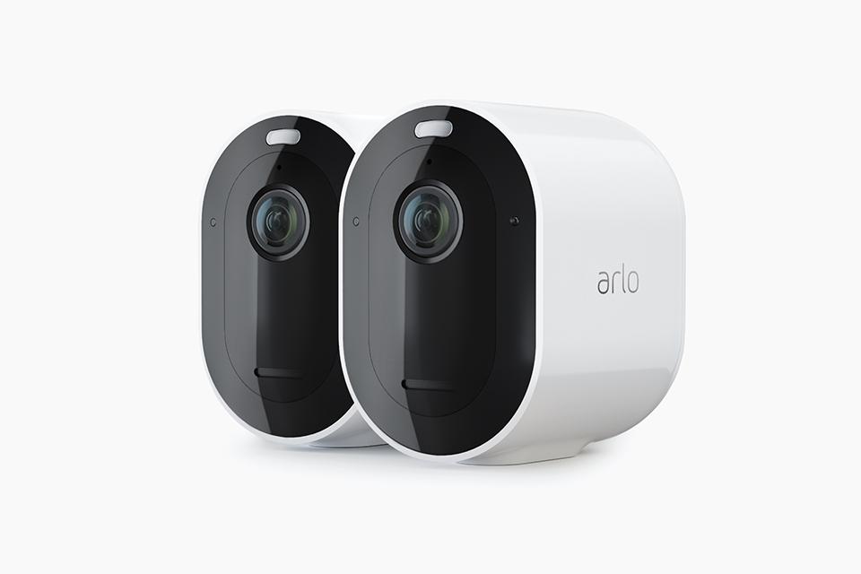 A close up of the Arlo Pro 3 two-camera kit.