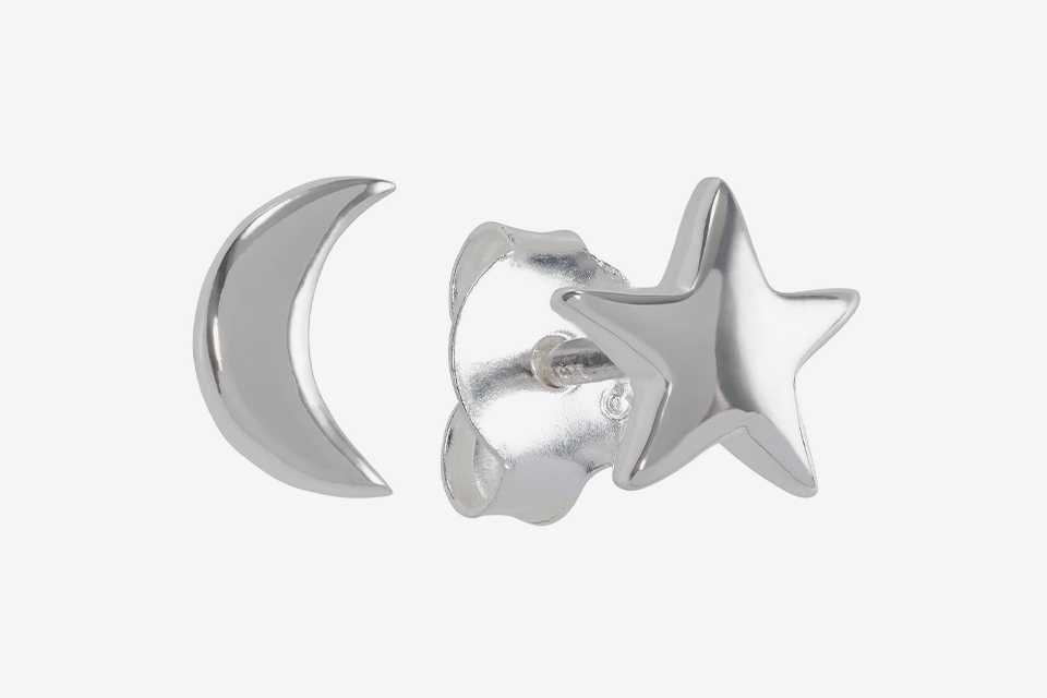 A Revere sterling silver star and moon stud earrings.