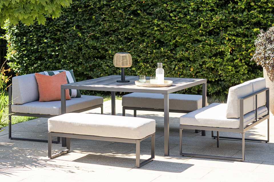 Argos Home Colmar 8 Seater Space Saving Metal Patio Set-Grey.