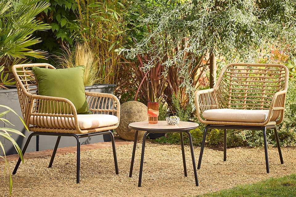 Habitat Global 2 Seater Bamboo Garden Bistro Set - Beige.