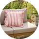 Argos Home Pink Striped Outdoor Cushion with Frill.