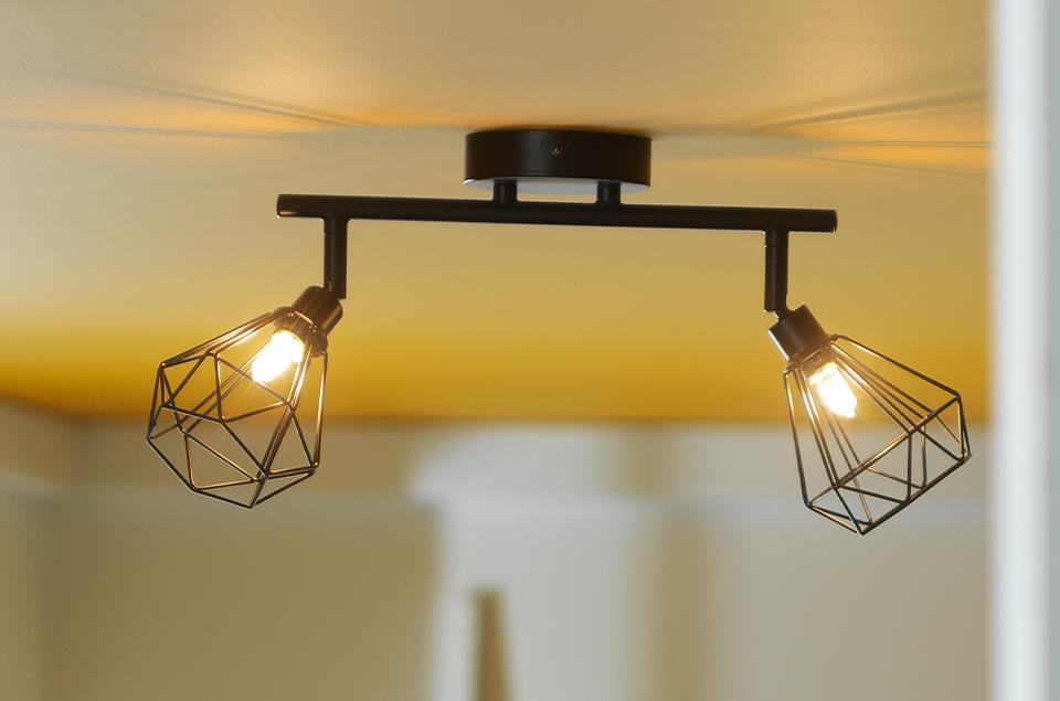 Industrial style ceiling light fitting.