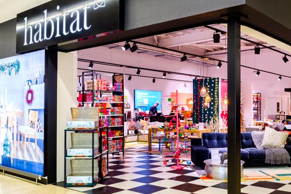 Entrance to Habitat store on corner.