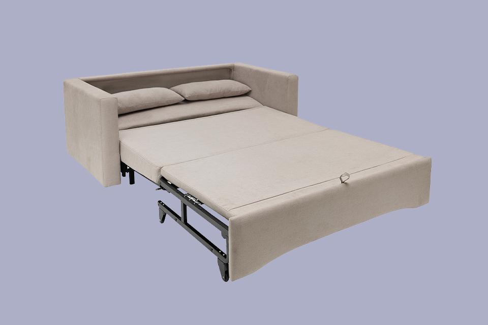 Image of a pulled out sofa bed.