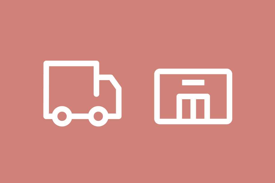 An icon of a lorry and a store.