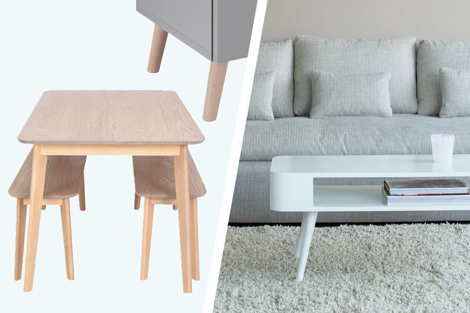 The white Habitat Bumble coffee table in a light coloured lounge.