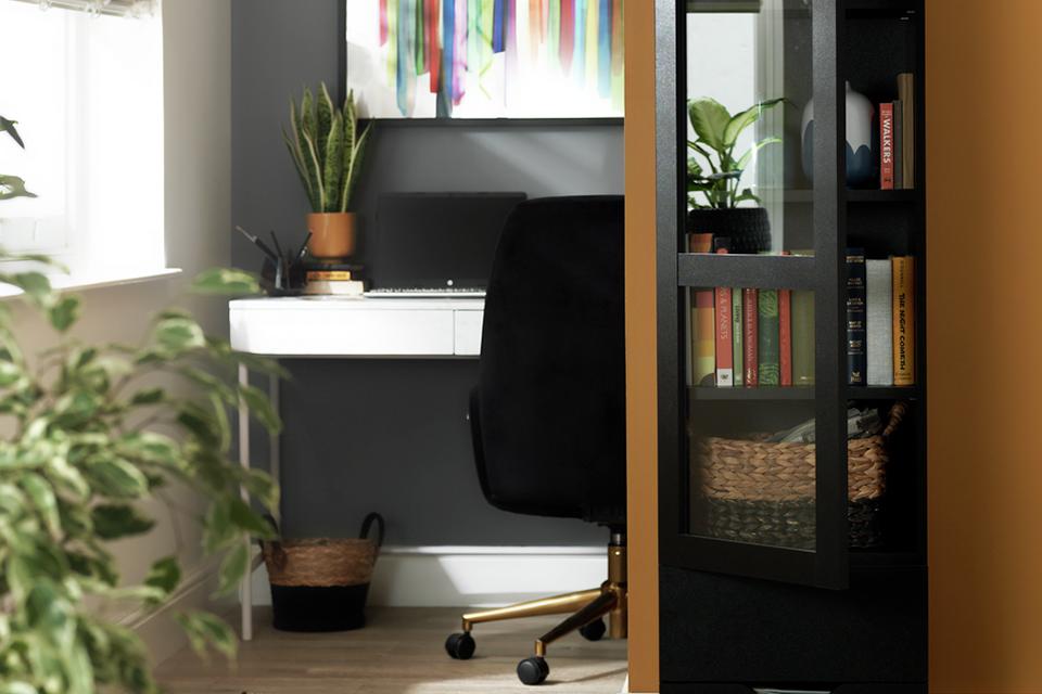 Image of a tall storage unit in black.