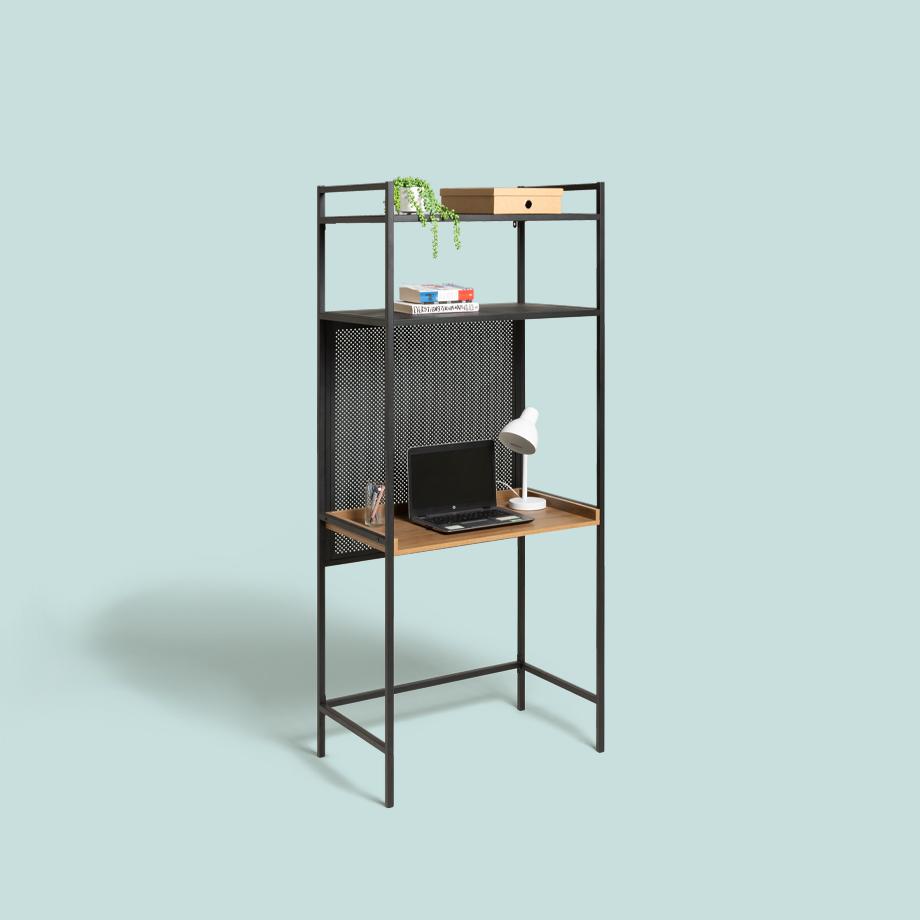 Black metal frame desk.