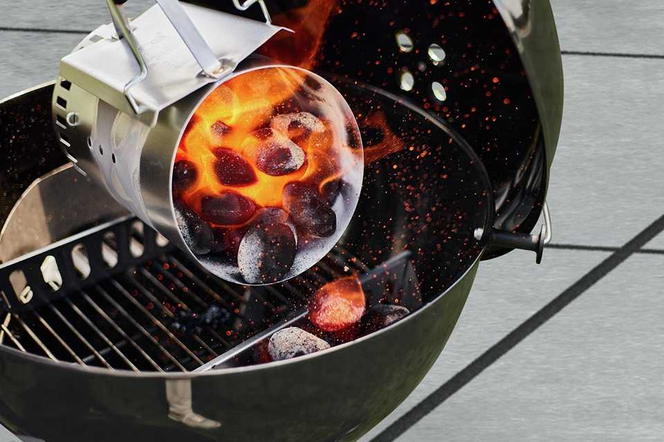 Weber Coconut Briquettes used as fuel for a BBQ.