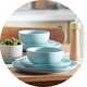 A Habitat Matte Glaze duck egg 12 Piece Stoneware Dinner Set.