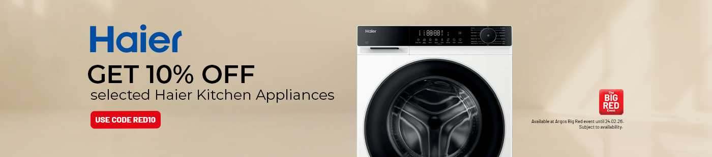 The Big Red Event. Haier. Get 10% off selected Haier kitchen appliances use code RED10.