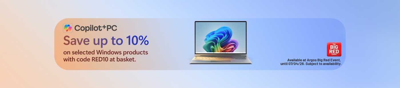 The Big Red Event. Copilot+PC. Save up to 10% on selected Windows products with code RED10 at basket.