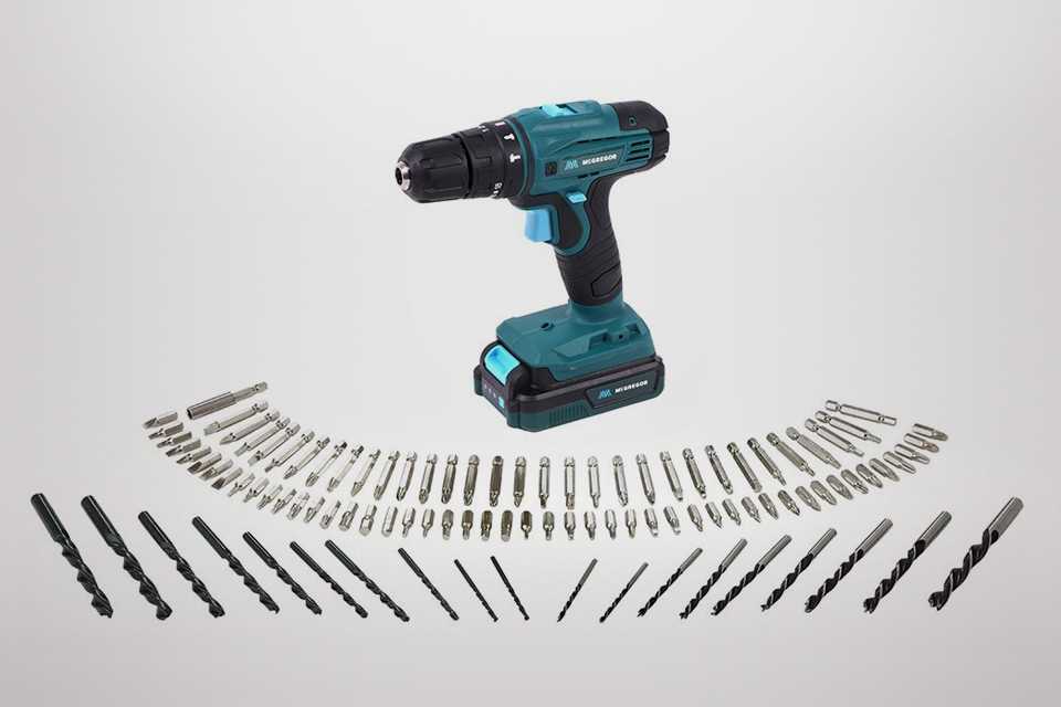 McGregor 18V 2AH cordless combi drill with 100 accessories.