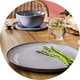 A Habitat Evora 12 piece stoneware dinner set in blue.