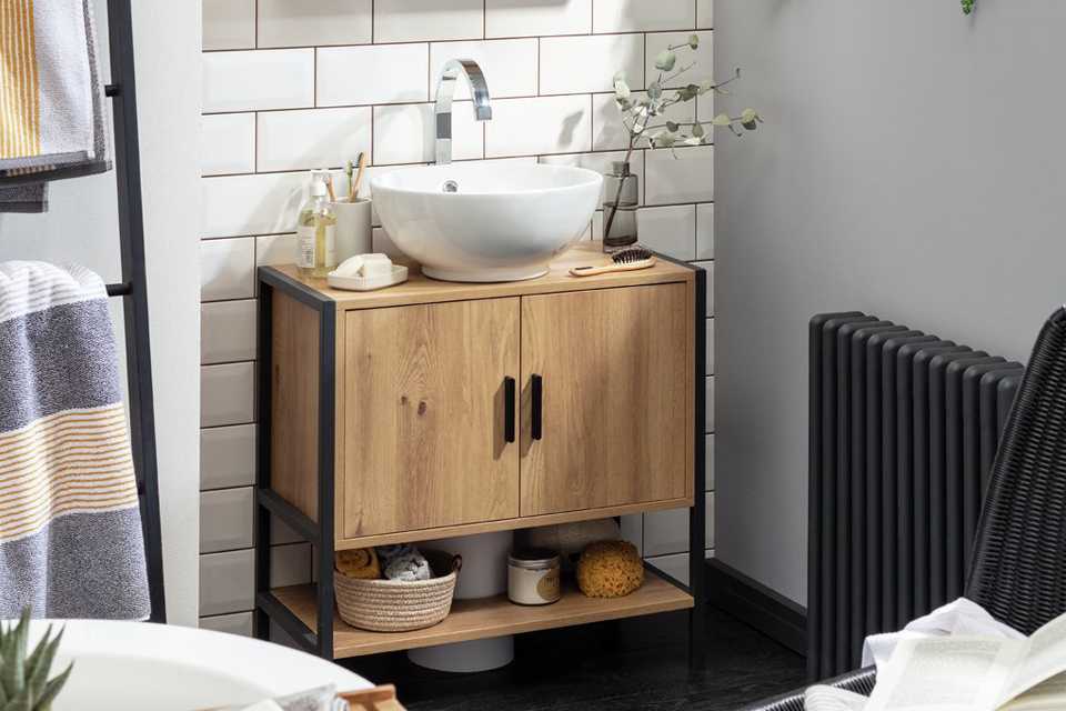 Habitat Loft Living Under Sink Unit in oak finish.