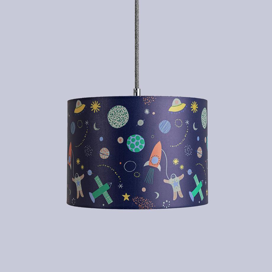 Kids outer space lamp shade.