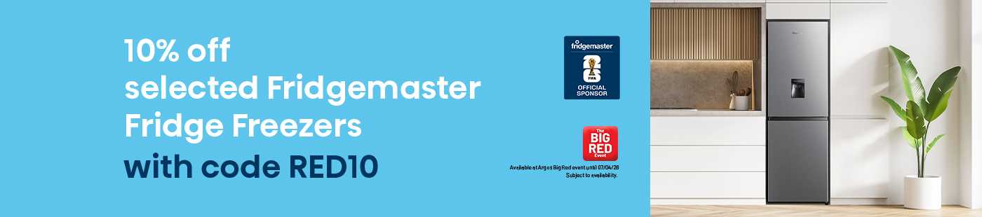 The Big Red Event. 10% off selected Fridgemaster fridge freezers with code RED10.