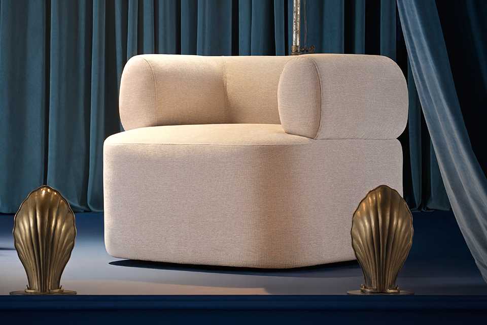 Coralie Fabric Swivel Chair Natural.