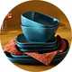 Habitat Matte Square 12 Piece Stoneware Dinner Set - Teal.