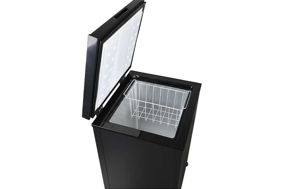 A Bush black chest freezer.