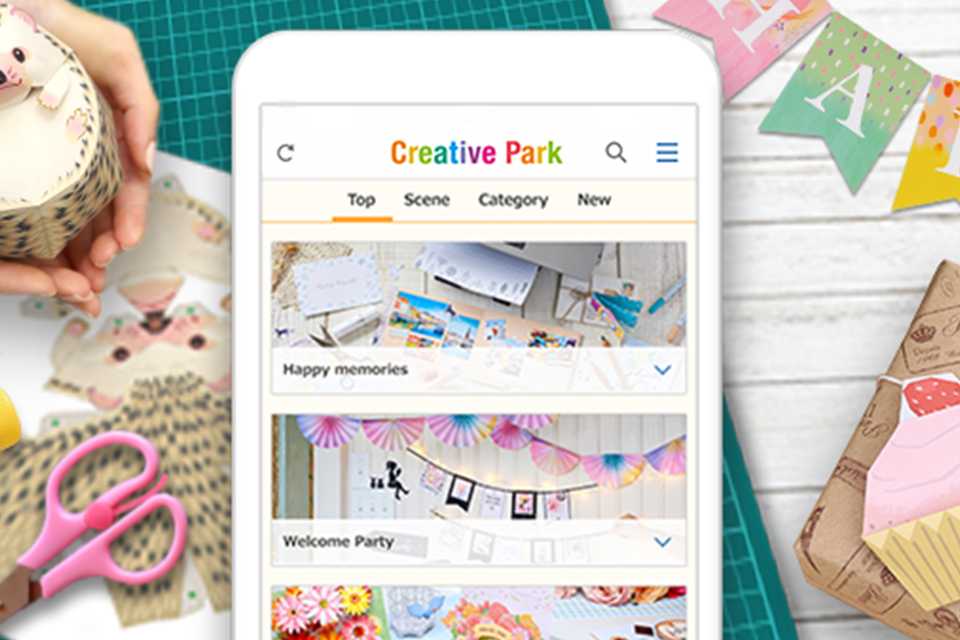 Home page of Canon Creative Park app displayed on a smart device.