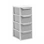 Plastic drawers.