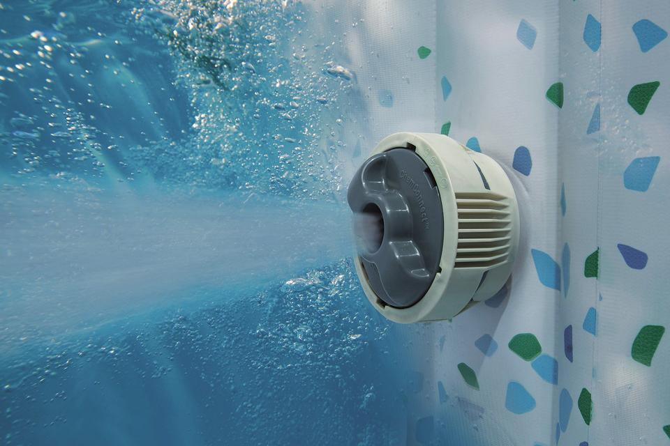 Inflatable hot tub features.