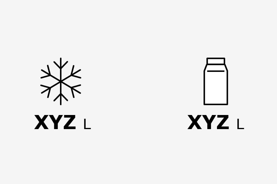 Fridge and frozen storage volume.