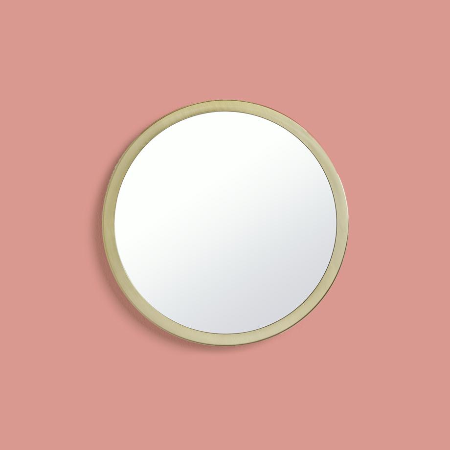 Brass round mirror.