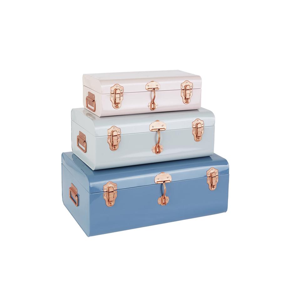 Habitat trunk set of 3 plain trunks pink & grey.