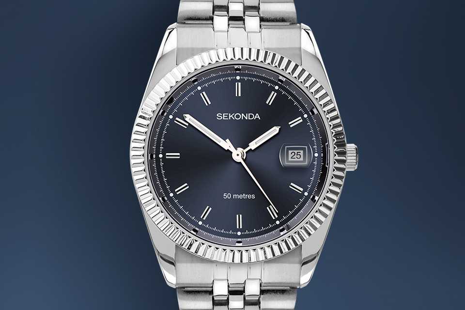 Sekonda gents blue dial bracelet watch.