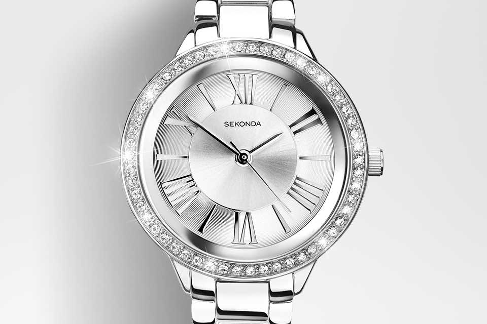 Sekonda ladies stainless-steel silver bracelet watch.