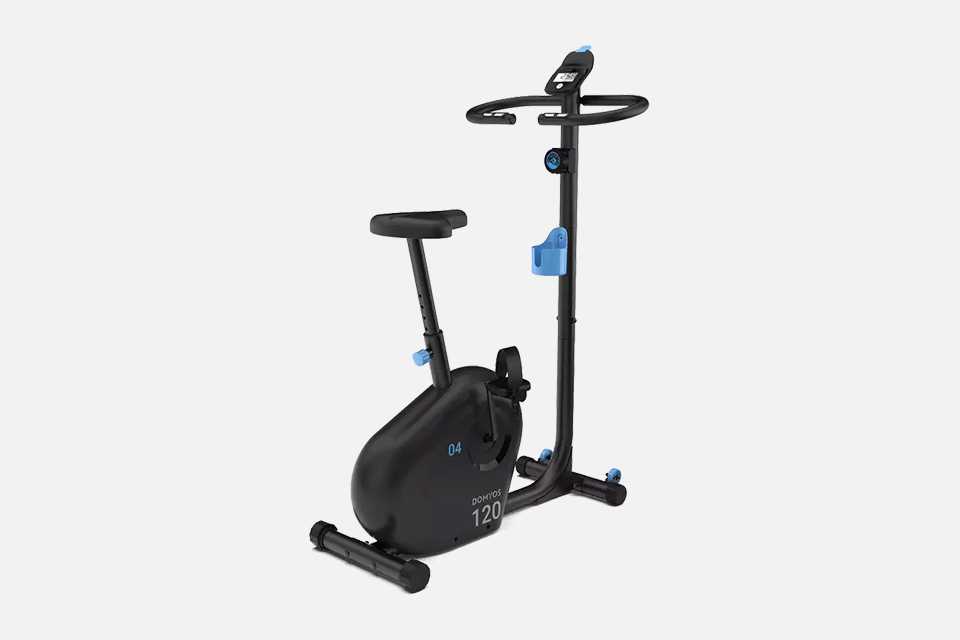 A Decathlon EB 120 Essential Compact Home Exercise Bike.