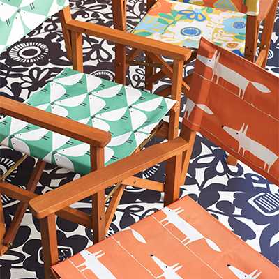 Close up of scion directors chairs.