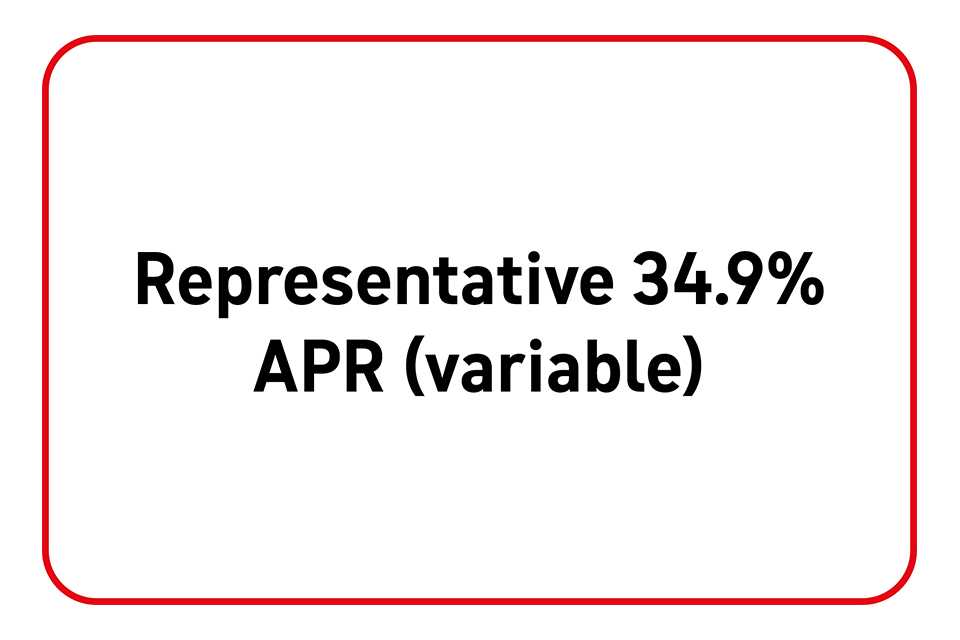 Representative 34.9% APR (variable)