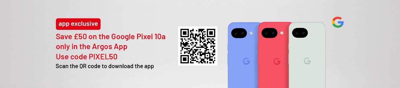 Save £50 on the Google Pixel 10a only in the Argos App Use code PIXEL50