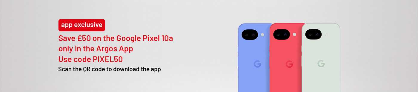 Save £50 on the Google Pixel 10a only in the Argos App Use code PIXEL5